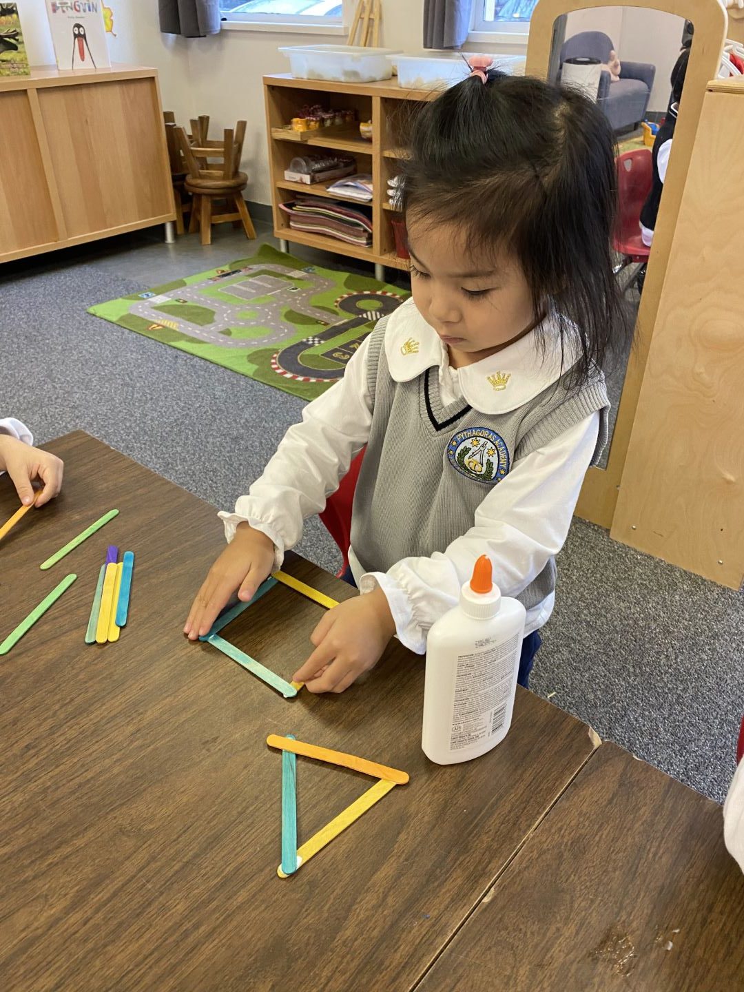 Building shapes with popsicle sticks